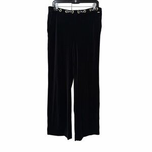 Vintage ST. JOHN Sport Womens Velvet Velour Sweat Pants Size L Black‎ Lounge Y2K